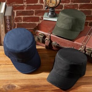 BYS190#100% Cotton Flat Top Military Cap