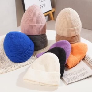 BYSC60#Thick Faux Cashmere Knit Beanie | Warm Polyester Winter Hat | Custom Blank Beanies Wholesale