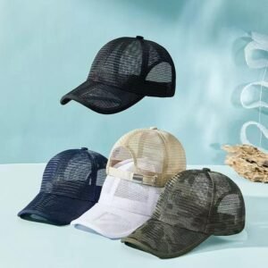 BYSA1288#Korean Style Long Brim Trucker Cap | Breathable Quick-Dry Mesh Design | 6-Panel Metal Buckle Adjustable | Blank Caps Wholesale | Factory Direct