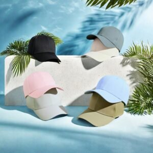 BYSA163#Structured Wide-Brim Quick-Dry Baseball Cap | 100% Polyester Lightweight Sports Hat | 6-Panel Velcro Adjustable