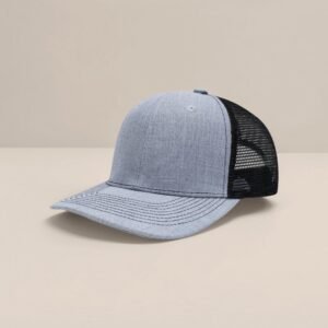 BYSA599#Korean Style Two-Tone Trucker Cap with Wide Brim | Cotton Front & Mesh Back 6-Panel Hat | Plastic Snapback | Blank Caps Wholesale
